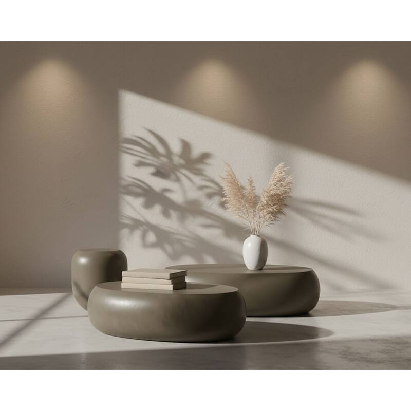 Denny Modern Grey Concrete Large Oval Coffee Table