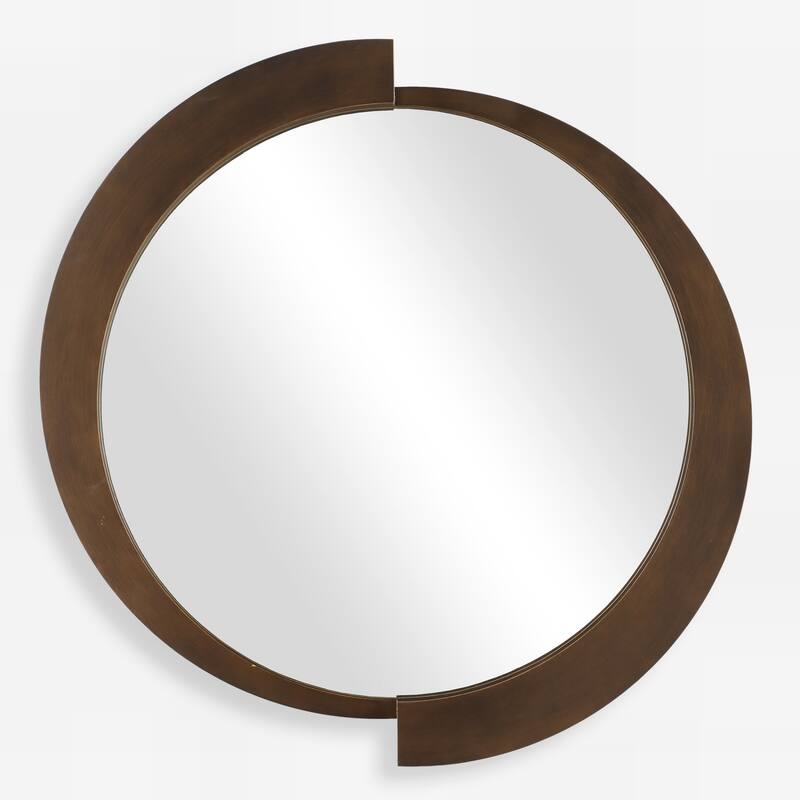 3D Reverse Round Framed Wall Mirror - 44.5" - Brushed Bronze Finish