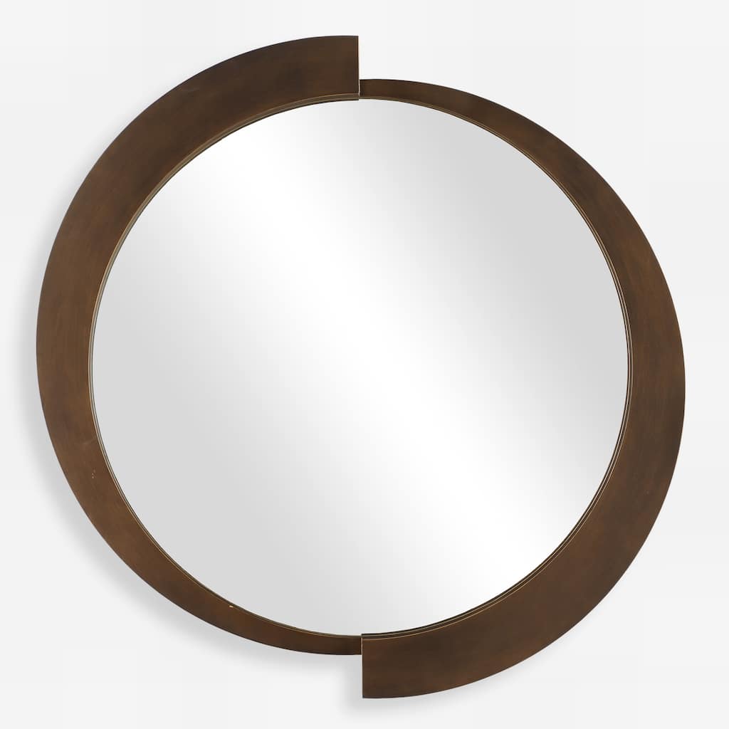 3D Reverse Round Framed Wall Mirror - 44.5" - Brushed Bronze Finish