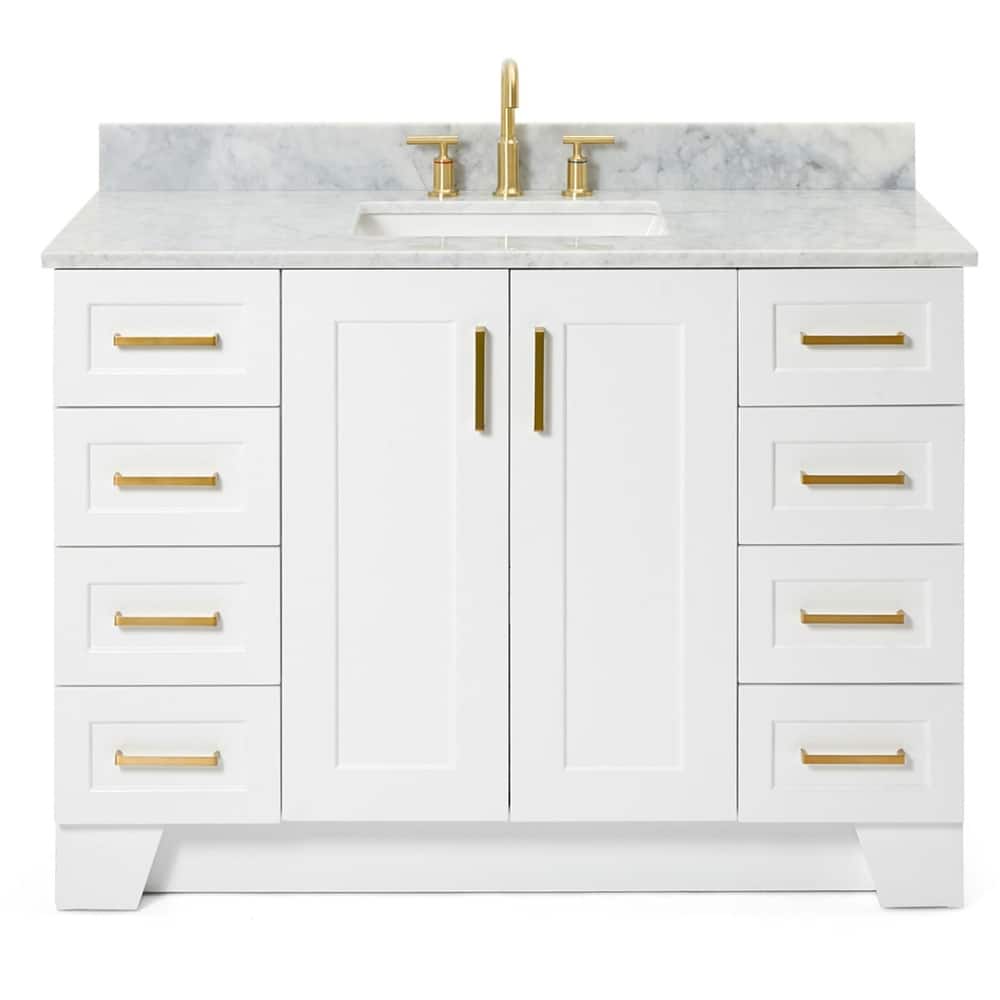 Ariel Q049SCW2RVO Taylor 48" Thick Carrara Marble Vanity Top