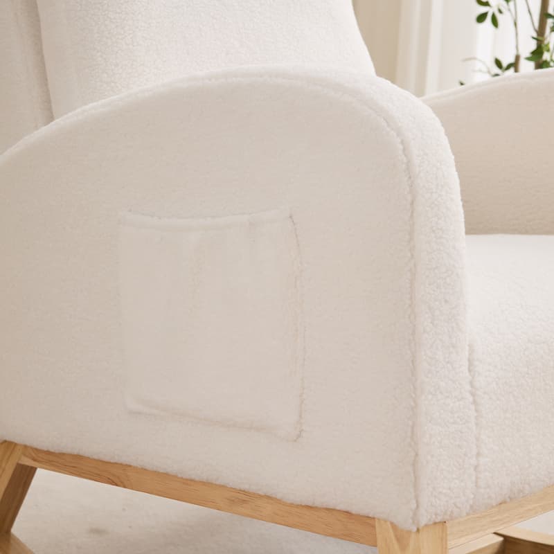 GDFStudio - Evelyn Sherpa Upholstered Rocking Chair with Curved Wingback Design - 27.2"W