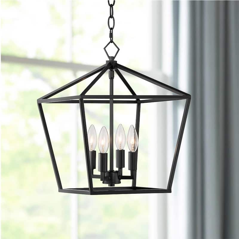 Pendant Chandelier 13" Modern Geometric Cage Shade 4-Light - 13" x 144"