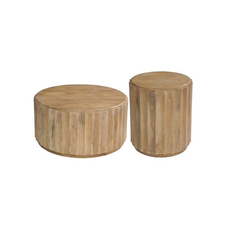 Sydney 2-piece Solid Wood Living Room Table Set - Brown
