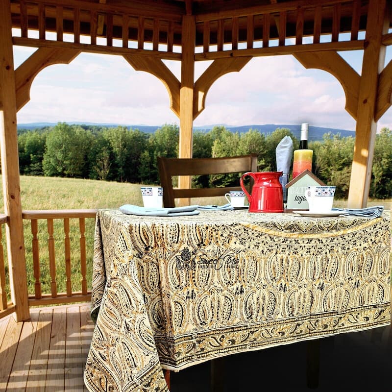 Lush Floral Block Print Vegetable Dye Cotton Table Linen Collection