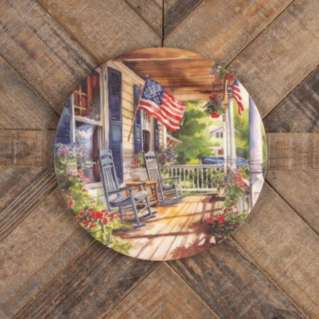 Patriotic Porch Plate & Blue Plaid Charger Plate – 4pc Sets (Plates or Chargers or Combo) - Multi - 4 Piece