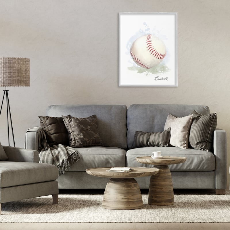 Stupell Soft Pastel Baseball Framed Giclee Art Design By Matthew Piotrowicz
