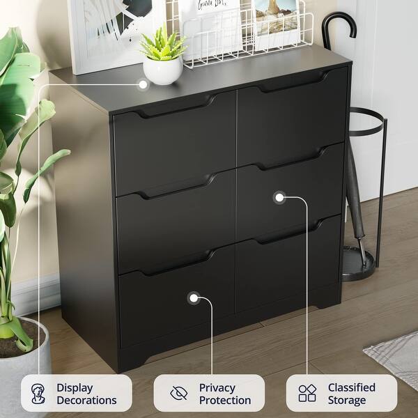dresser with cut out handles Aiho 6 Drawer Dresser with Cutout Handles, Wood Storage Cabinet for Bedroom, Black