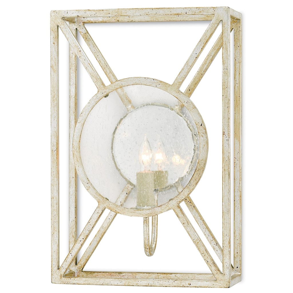 Currey & Company Beckmore Silver 1-Light Wall Sconce - 15"h x 10"w x 3.5"d