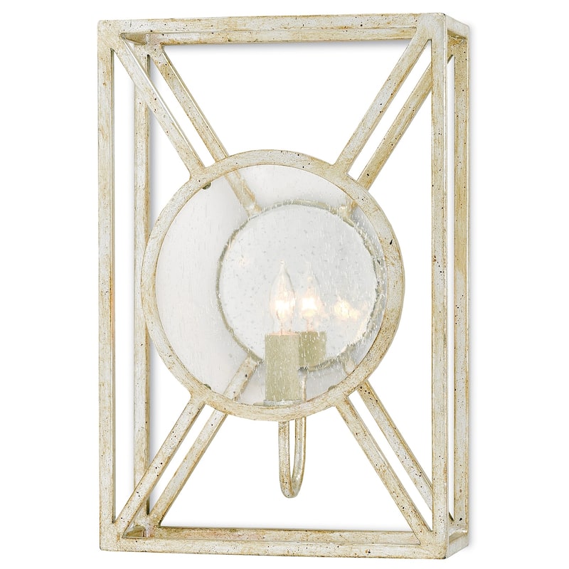 Currey & Company Beckmore Silver 1-Light Wall Sconce - 15"h x 10"w x 3.5"d - 15"h x 10"w x 3.5"d - Silver Granello