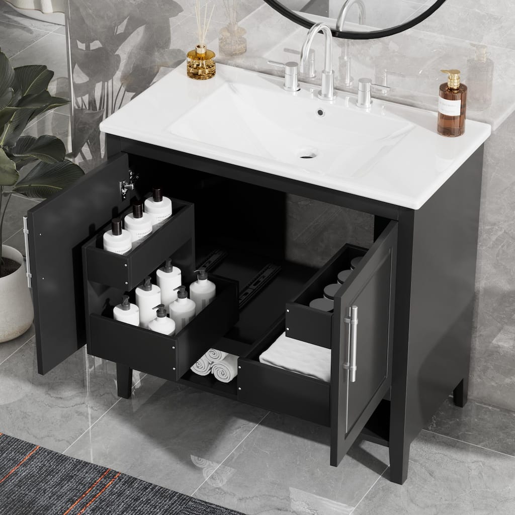 36" Bathroom Vanity with Sink, Multi-functional Cabinet