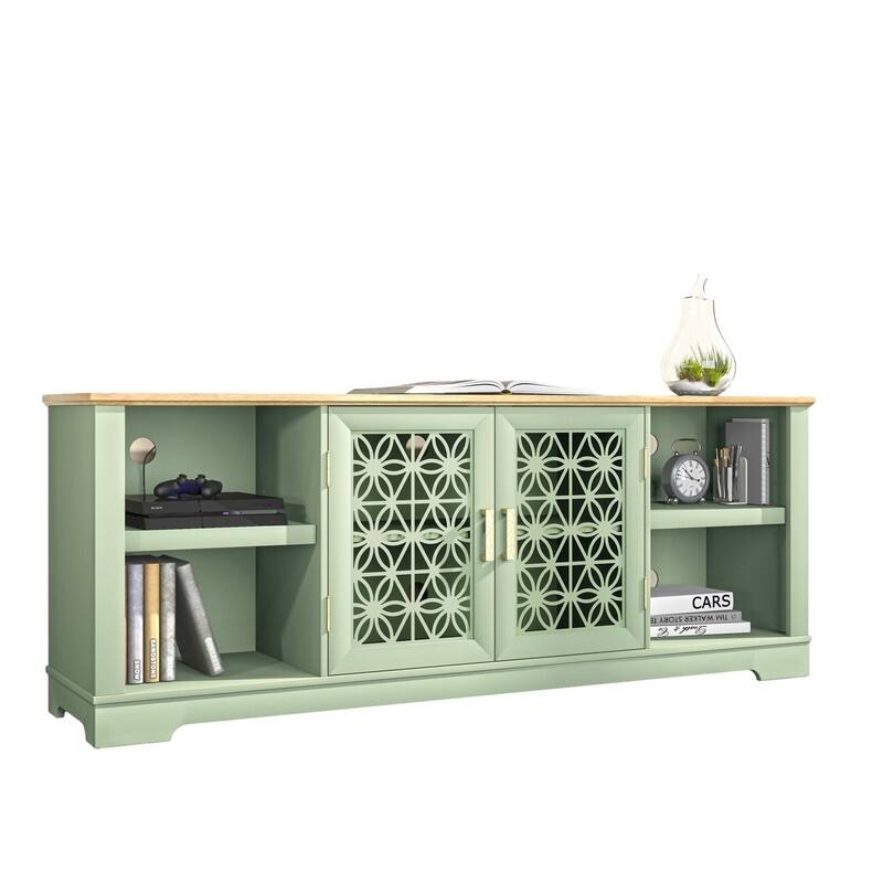 70 in. Rustic Decorative Floral Door TV Stand for up to 80" TVs
