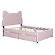 preview thumbnail 55 of 56, Upholstered Platform Bed with Cartoon Ear Headboard and Drawers