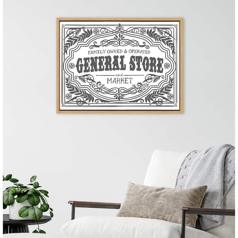 Kate and Laurel Sylvie General Store Family BW Framed Canvas by Border Bloom