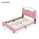 preview thumbnail 10 of 12, Full Size Cute Pine Wood Upholstered Platform Bed