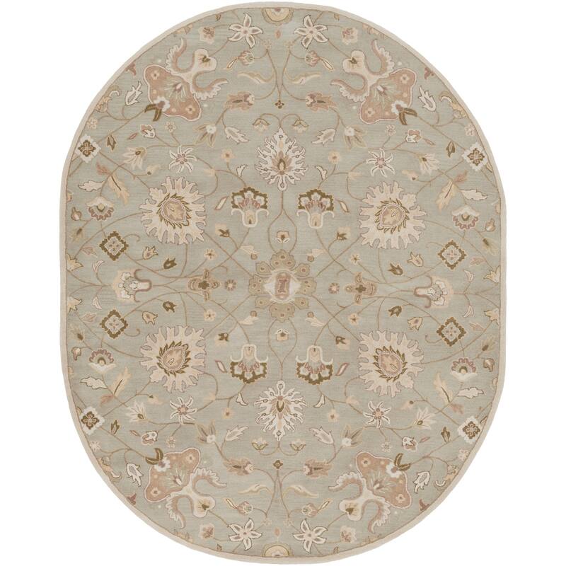 Livabliss Traditional Caesar Floral & Botanical Area Rug - 6' x 9' Oval - Sage