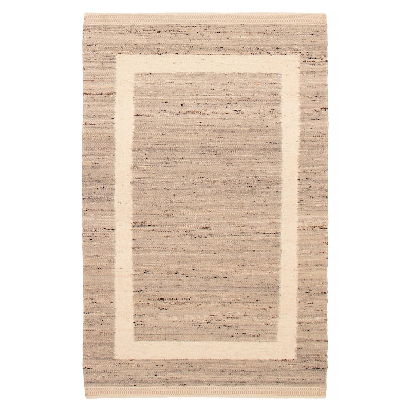 ECARPETGALLERY Flat-Weave Marrakech Light Grey Wool Kilim - 5'3 x 8'4 - Light Grey - 5'3 x 8'4