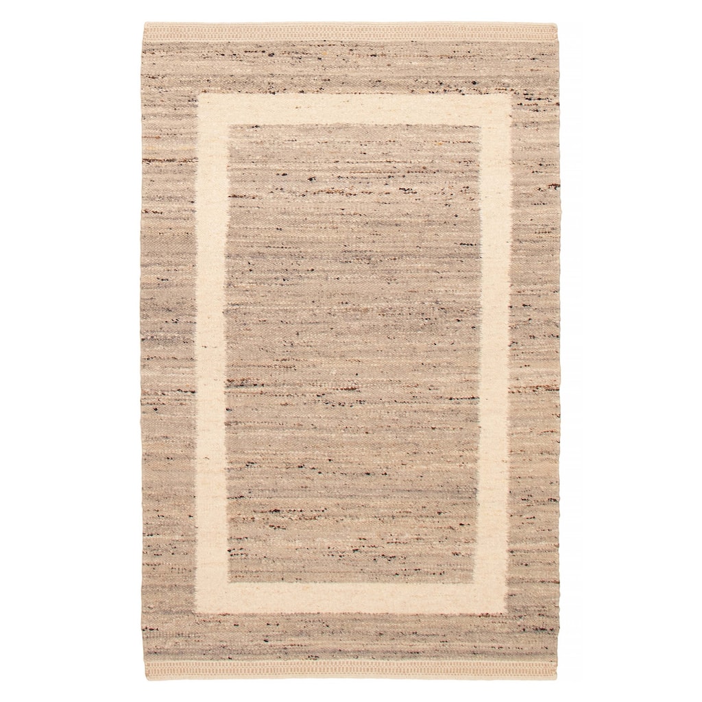 ECARPETGALLERY Flat-Weave Marrakech Light Grey Wool Kilim - 5'3 x 8'4