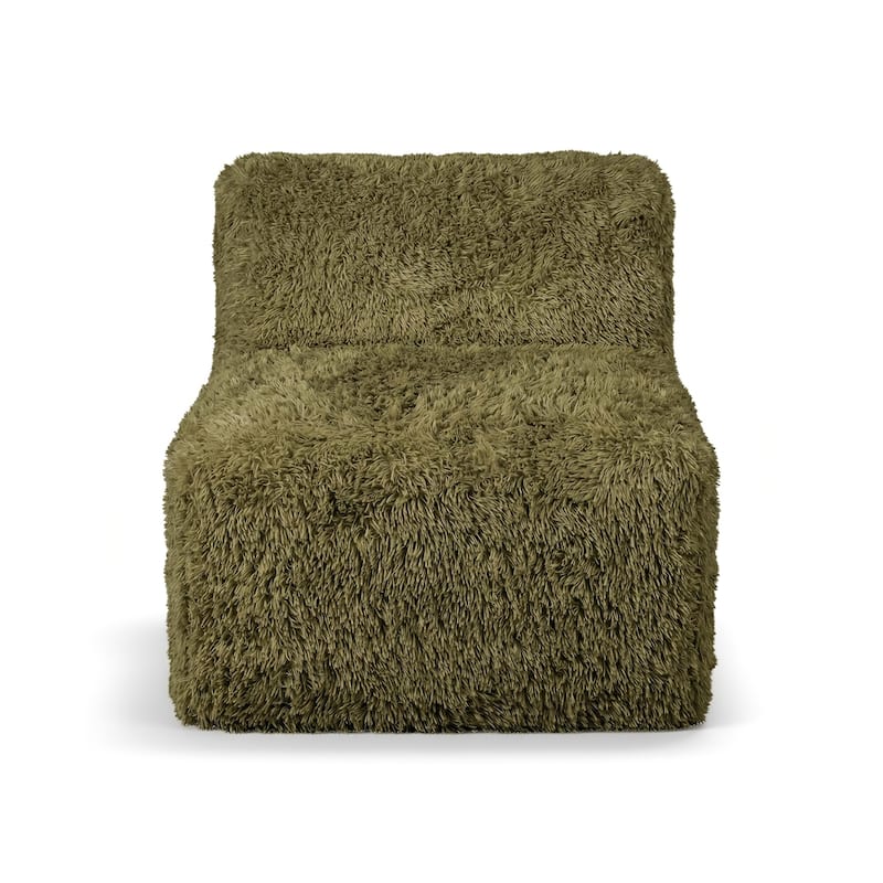 Furniture of America Ylena Modern 5-Piece Faux Fur Foam Modular Armless Compressed Sectional Sofa with Ottoman