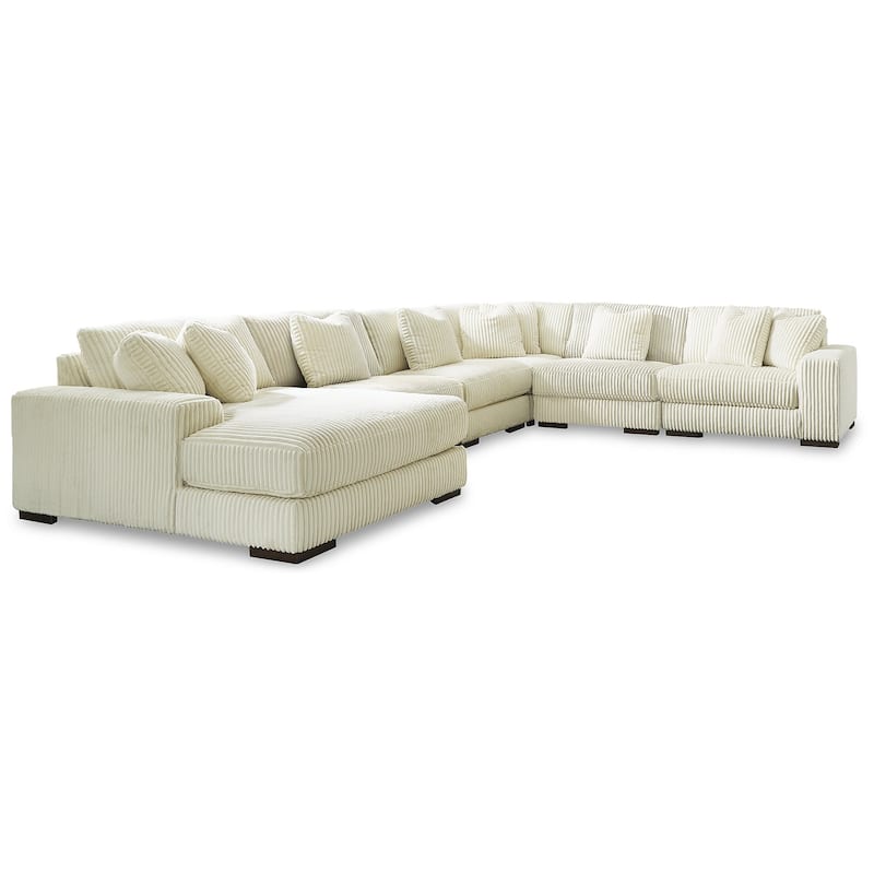 Signature Design by Ashley Lindyn Ivory 6-Piece Sectional with Chaise - 173"W x 134"D x 38"H