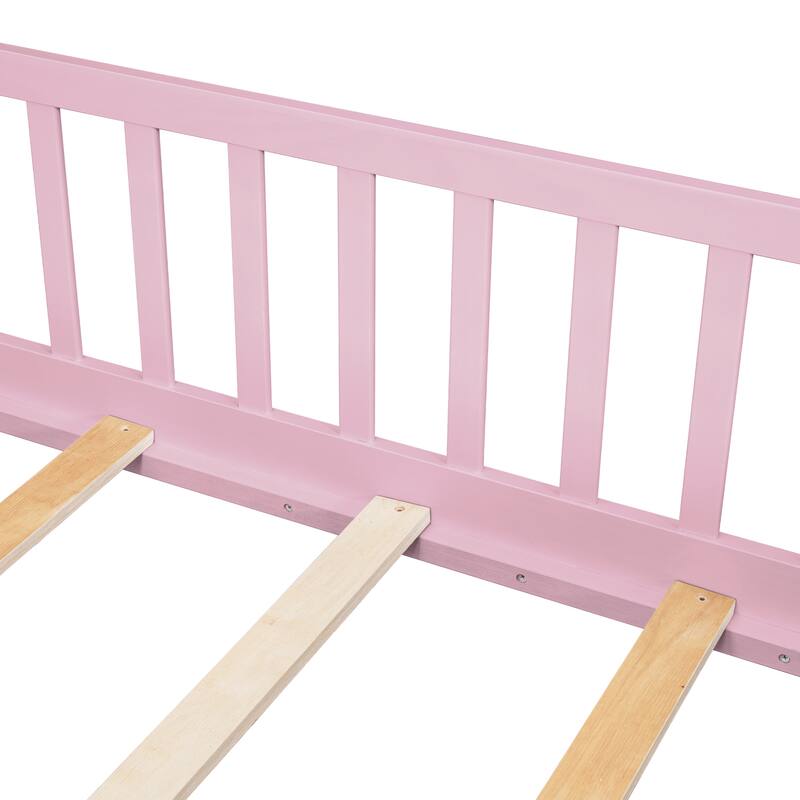 Twin Size Floor Bed with Fence without Door