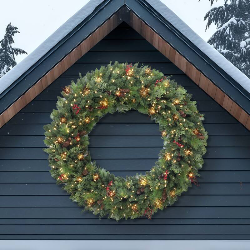 Puleo International 60 in Pre-lit Rocky Mountain Spruce Wreath