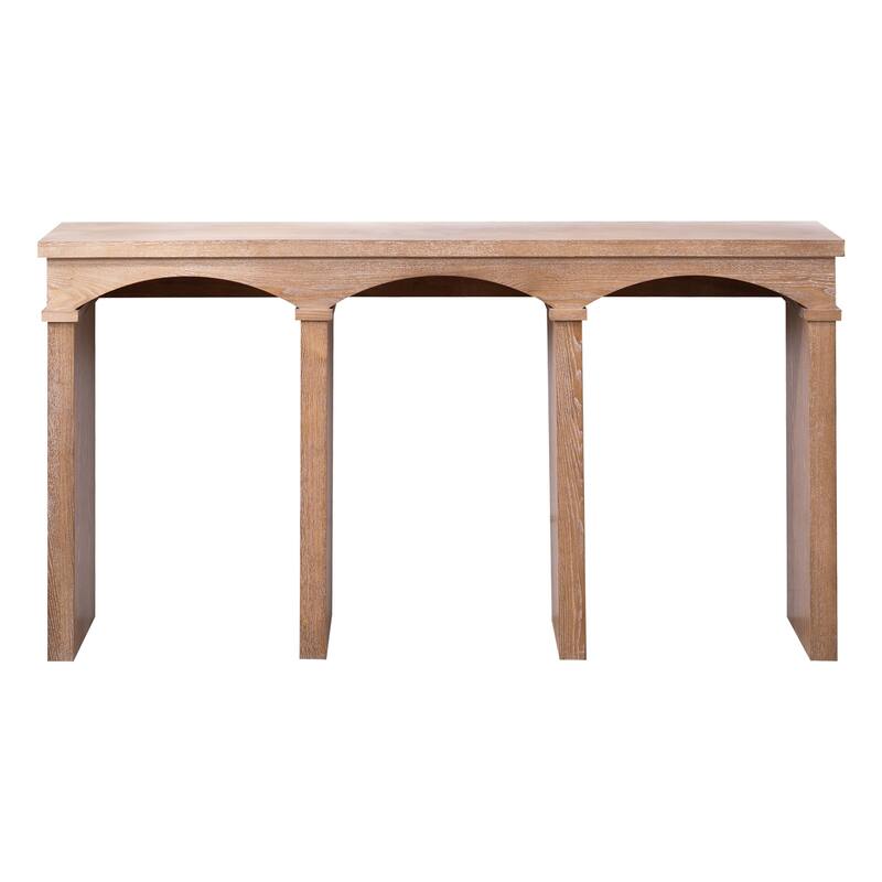 Rustic Archway Console Table 60 Inch Long Narrow Entryway Table with Decorative Arched Legs and Wood Finish