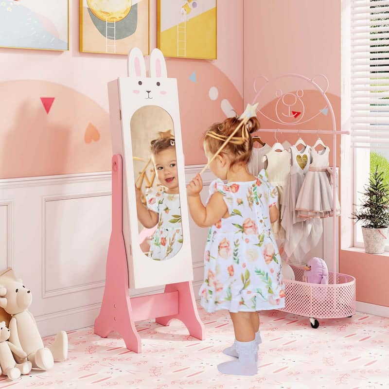 Costway Kids Jewelry Cabinet Standing Children Jewelry Organizer with - See Details