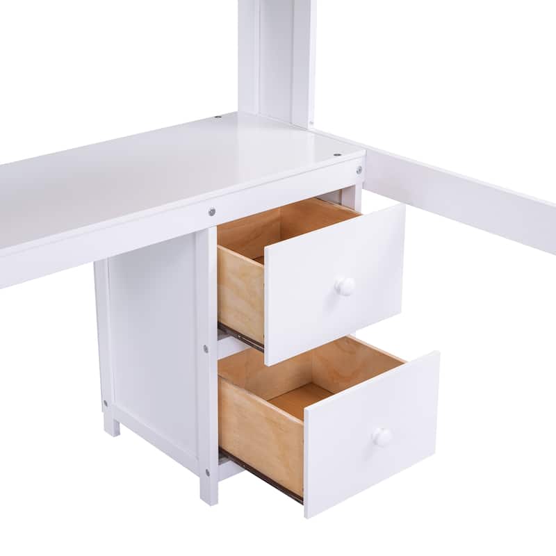 Full Wood Loft Bed with Integrated Desk