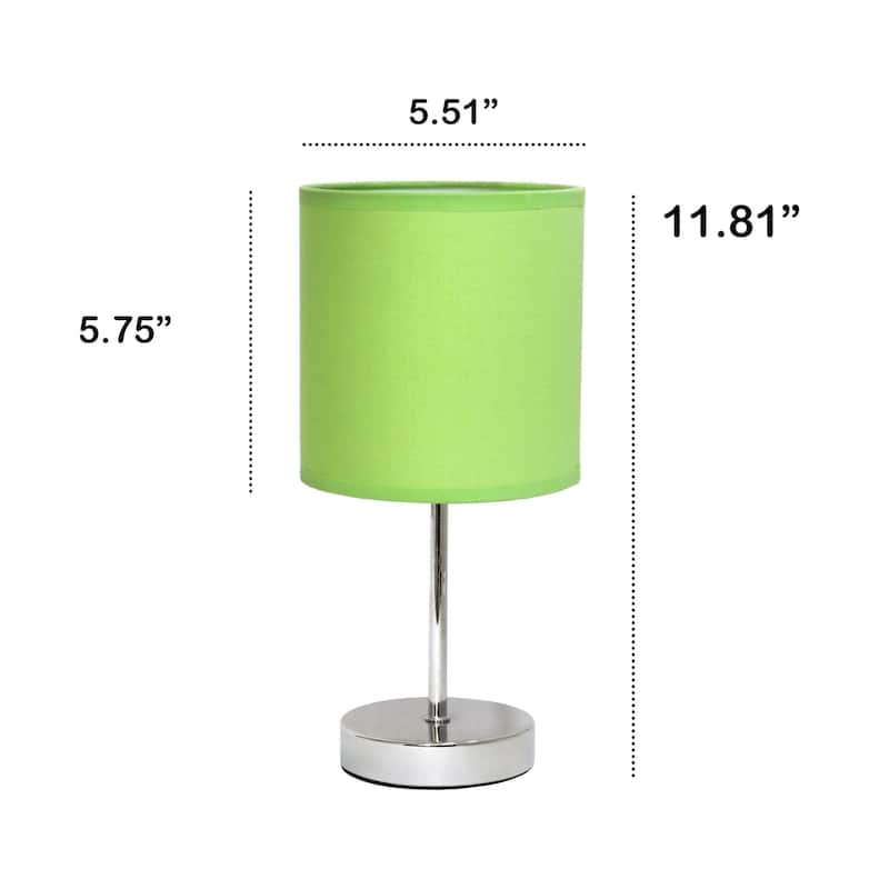 Traditional Petite Table Lamp with Drum Shade - 11.75" - Silver and Green