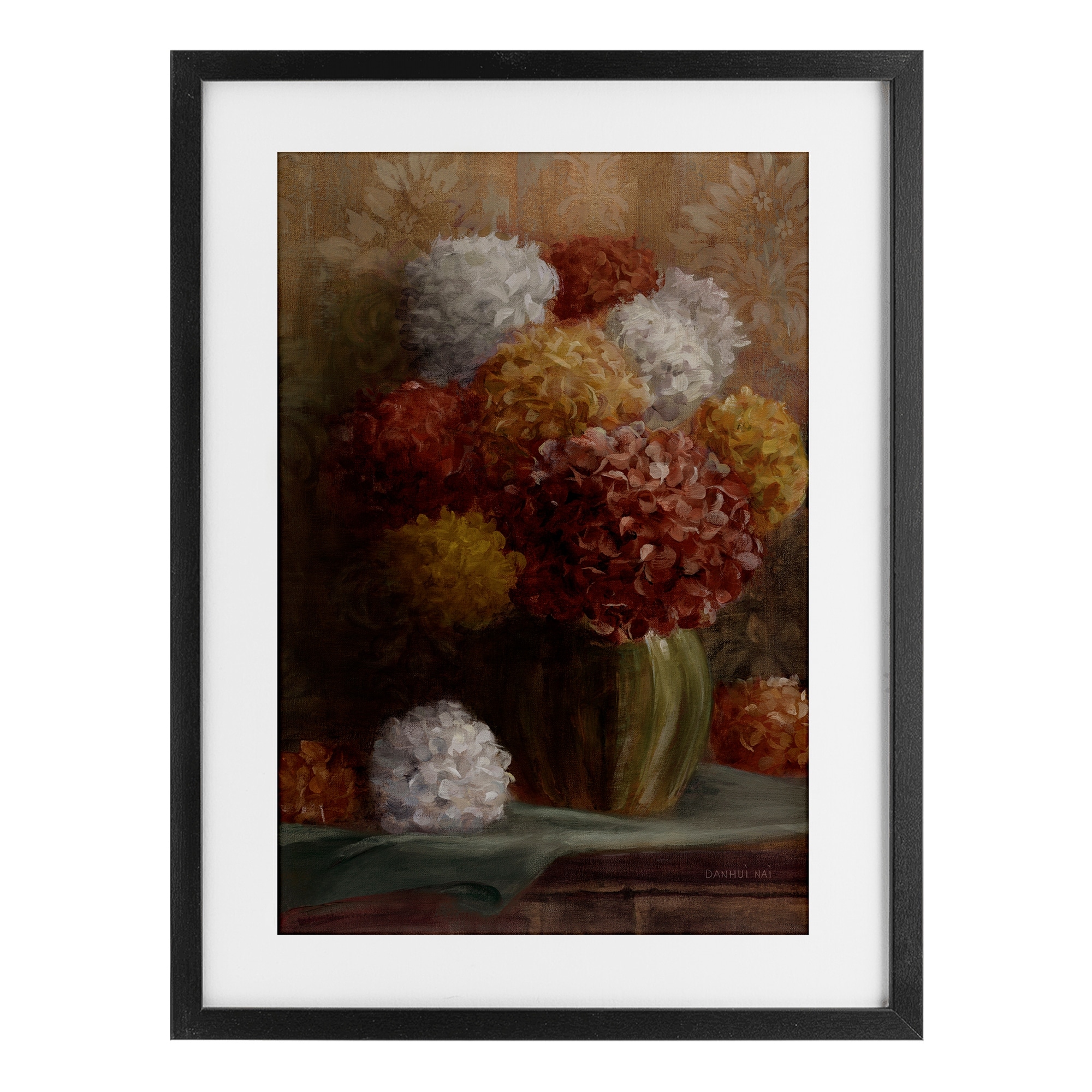 Stupell Warm Tone Hydrangea Crop Under Glass Framed Design By Danhui Nai