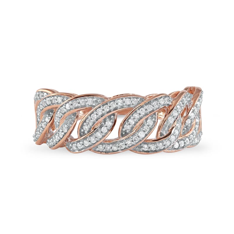 1/4ct TDW Diamond Cuban Link Ring in 10K Gold for Men