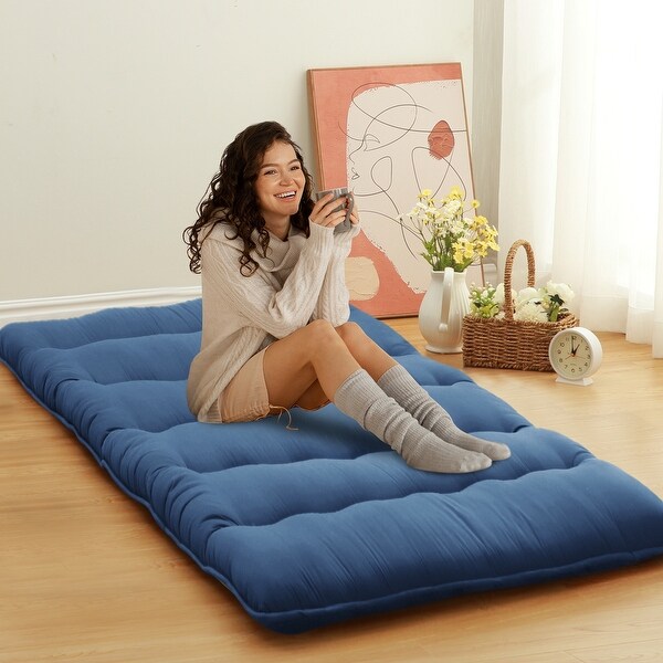 Japanese Traditional Shiki Futon Roll-Up Mat,Twin Size Futon Floor