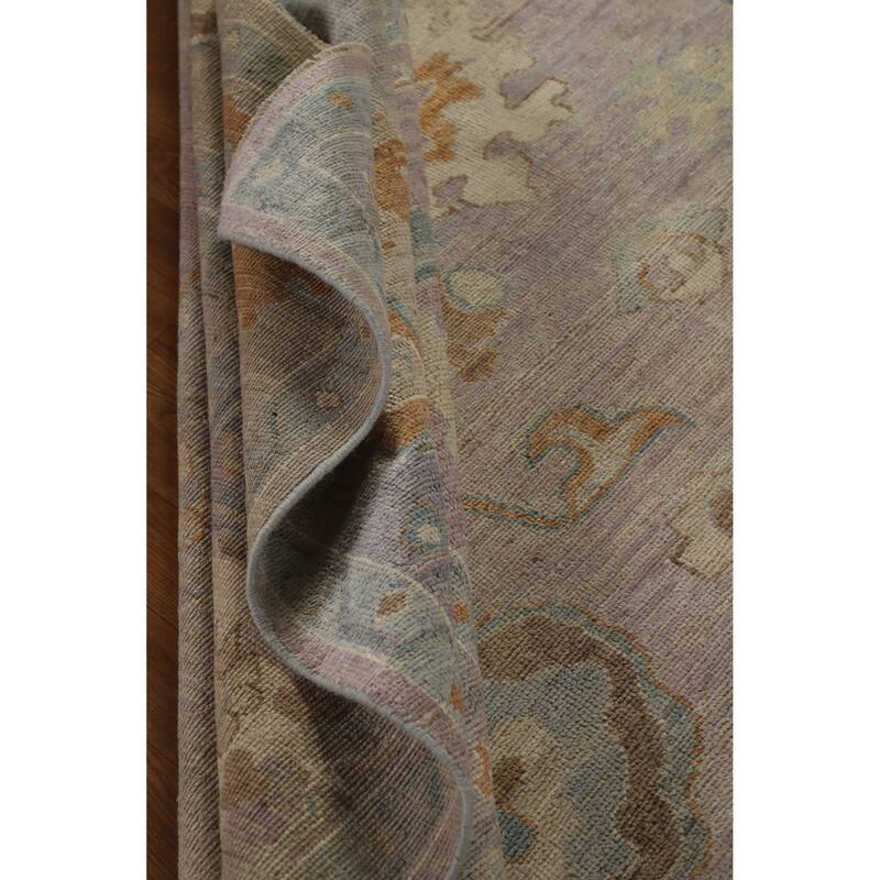 Hand Knotted Oriental 100% Wool Carpet Transitional All-Over Purples Oushak Area Rug - 9' 11'' X 8' 0''