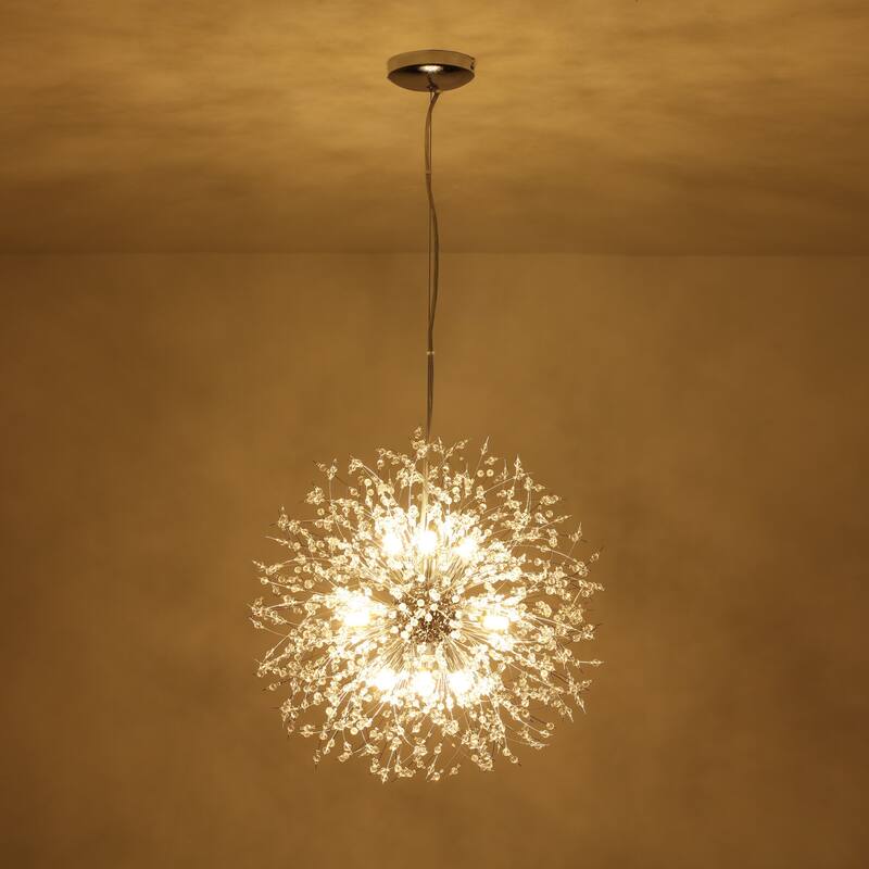 8/9/16-Light Modern Glam Linear Sputnik Globe Pendant Island Light Firework Starburst Crystal Chandelier with Crystal Beads