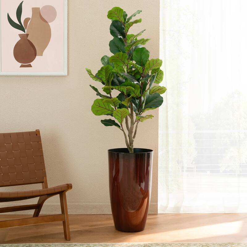 Glitzhome 23.5"H Set of 2 Oversized Gradient Blue or Green Planter Tall Plastic Flower Pot