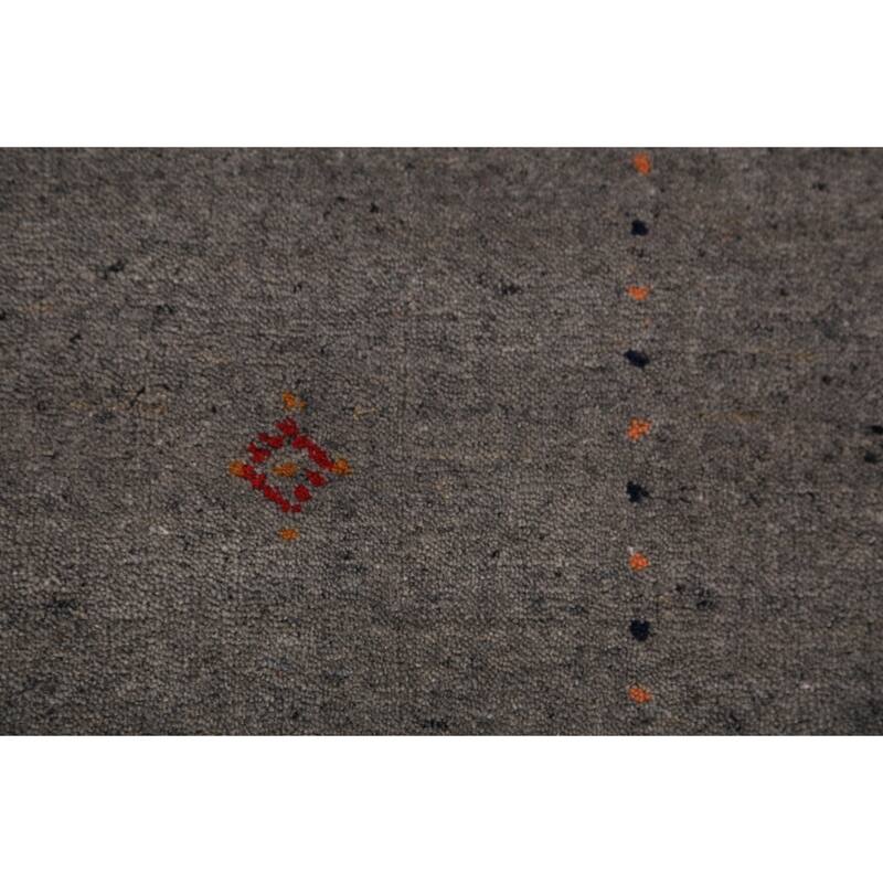 Tribal Gabbeh Oriental Area Rug Handmade Grey Wool Carpet - 5'9" x 7'8"