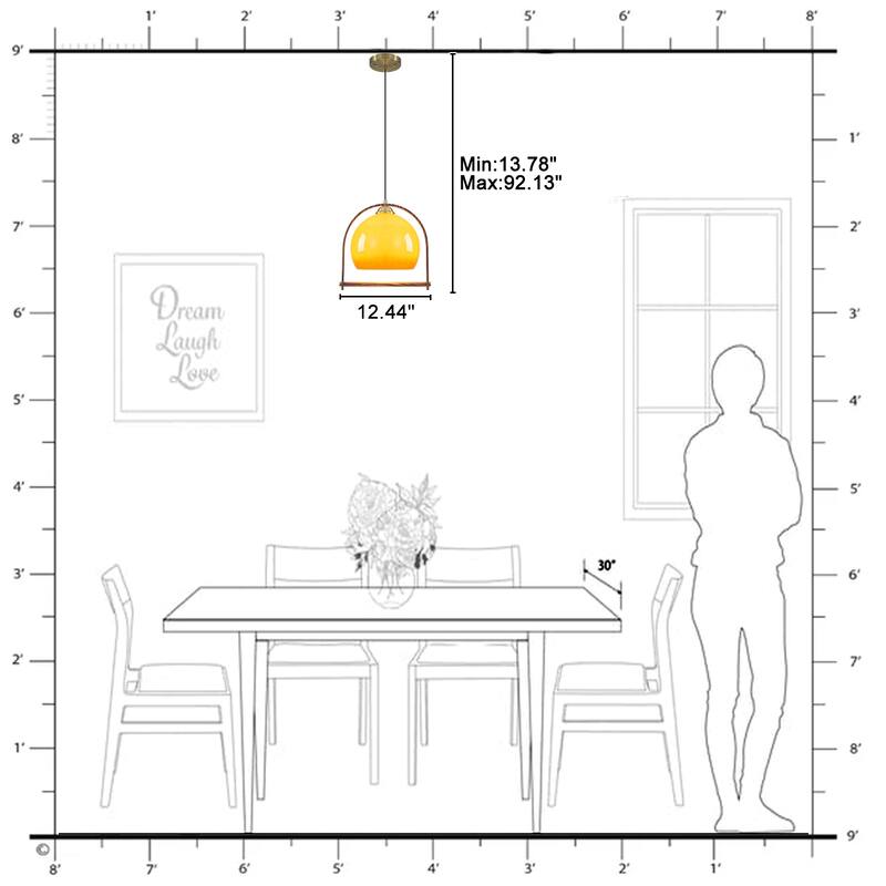 Modern Amber Globe Pendant Light with Arch Frame Kitchen Fixture - Dia.12.5-in