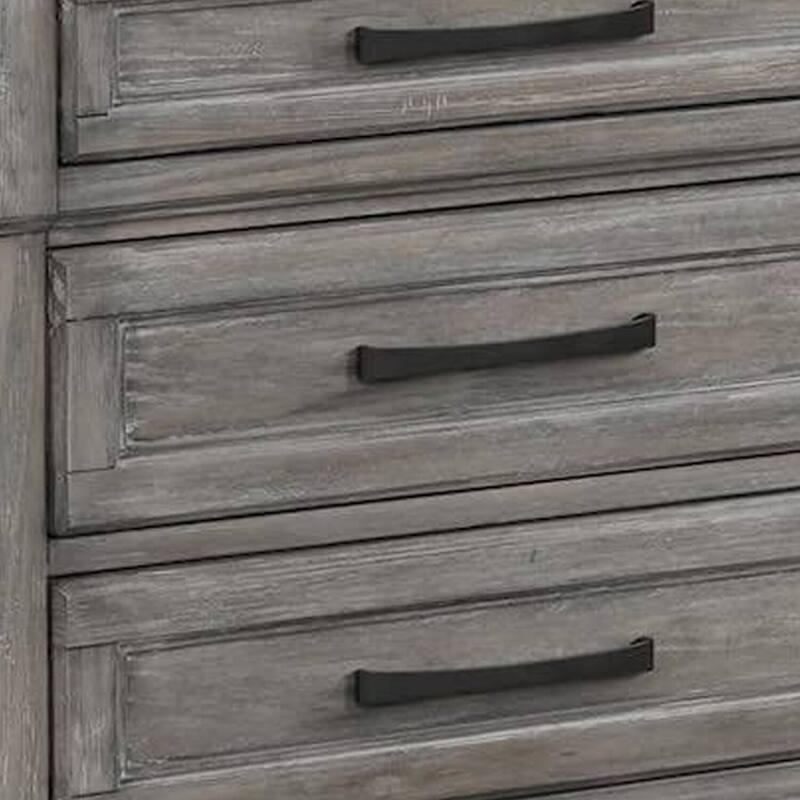 Oak Gray 3 Drawer 18 in. W Nightstand with Bar Metal Handles