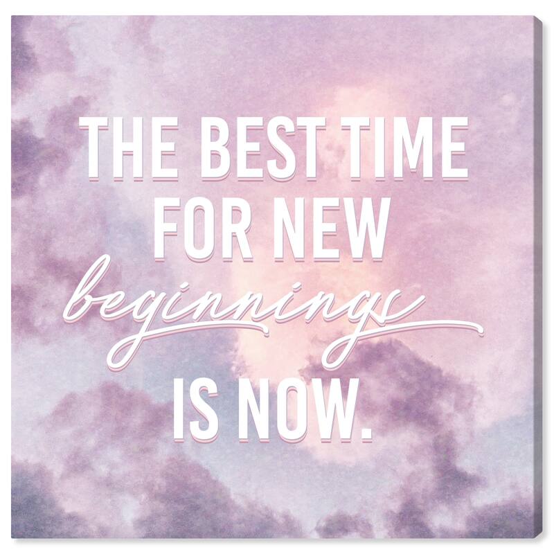Wynwood Studio Prints Typography and Quotes New Beginnings Purple and Transitional Wall Art Canvas Print
