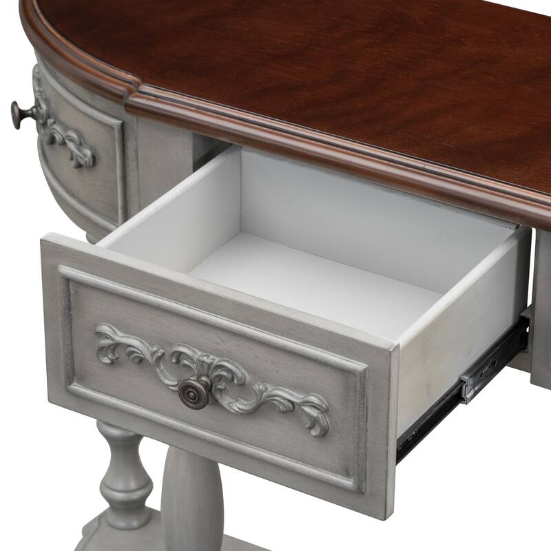 Modern Curved Console Table with 4 Drawers and 1 Shelf