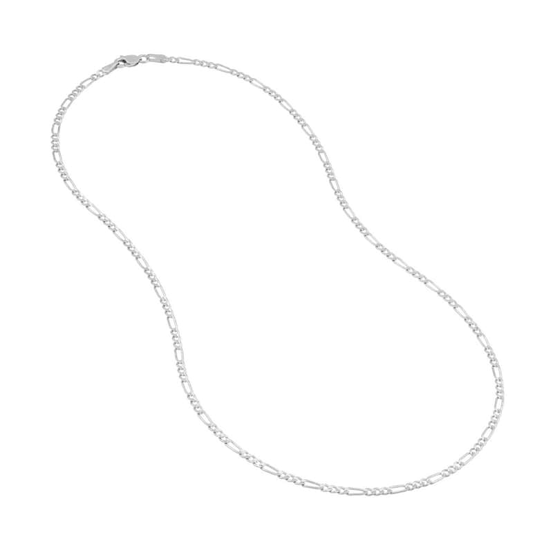 Curata 14k White Gold Figaro Chain Necklace 2.36mm (Lobster)