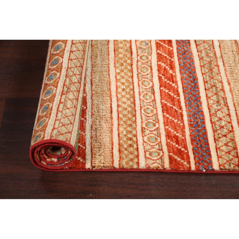 Striped Kazak Oriental Home Decor Area Rug Hand-knotted Wool Carpet - 3'10" x 5'2"