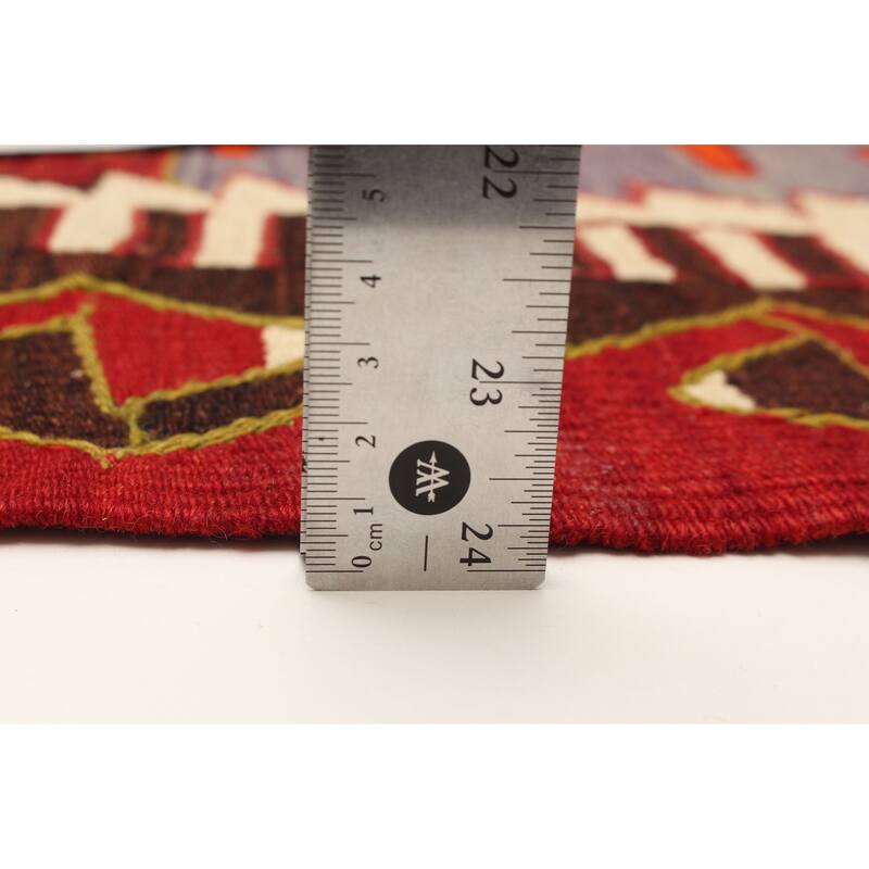 ECARPETGALLERY Flat-Weave Sivas Red Wool Kilim - 4'10 x 10'1