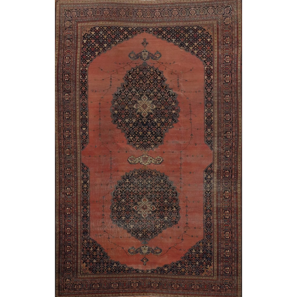 Hand Knotted Oriental 100% Wool Carpet Traditional Geometric Oranges & Rust Sarouk Area Rug - 15' 8'' X 10' 4''