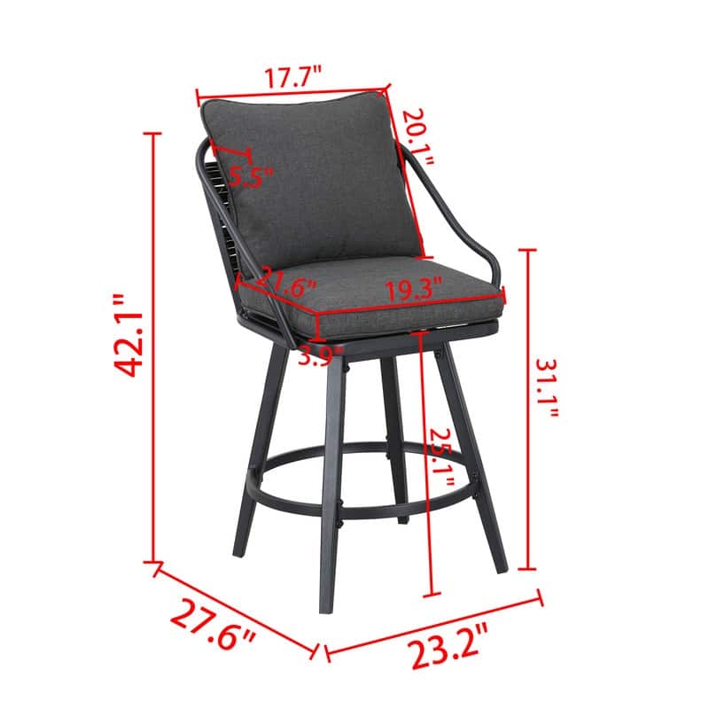Patio Festival Outdoor Bar Stool with Grey Cushions (2-Pack)