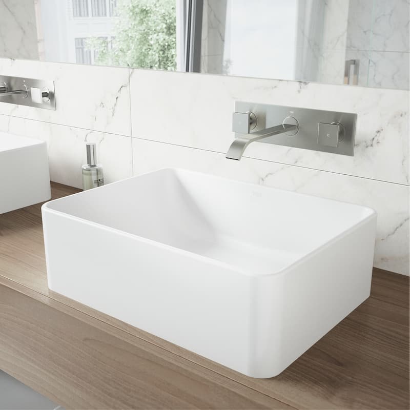 VIGO Titus 3" H 2-Handle Wall Mount Bathroom Faucet