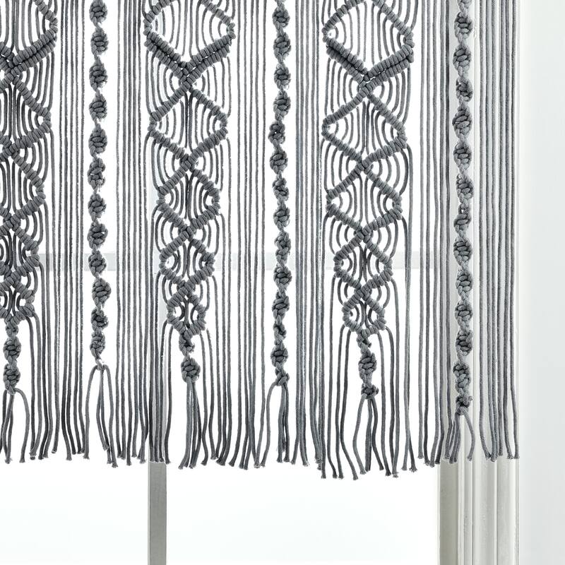 Lush Decor Boho Macrame Textured Cotton Valance/Kitchen Curtain/Wall Decor