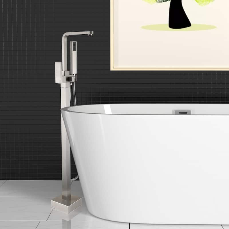Freestanding Bathtub Faucet with Hand Shower - Brushed Nickel