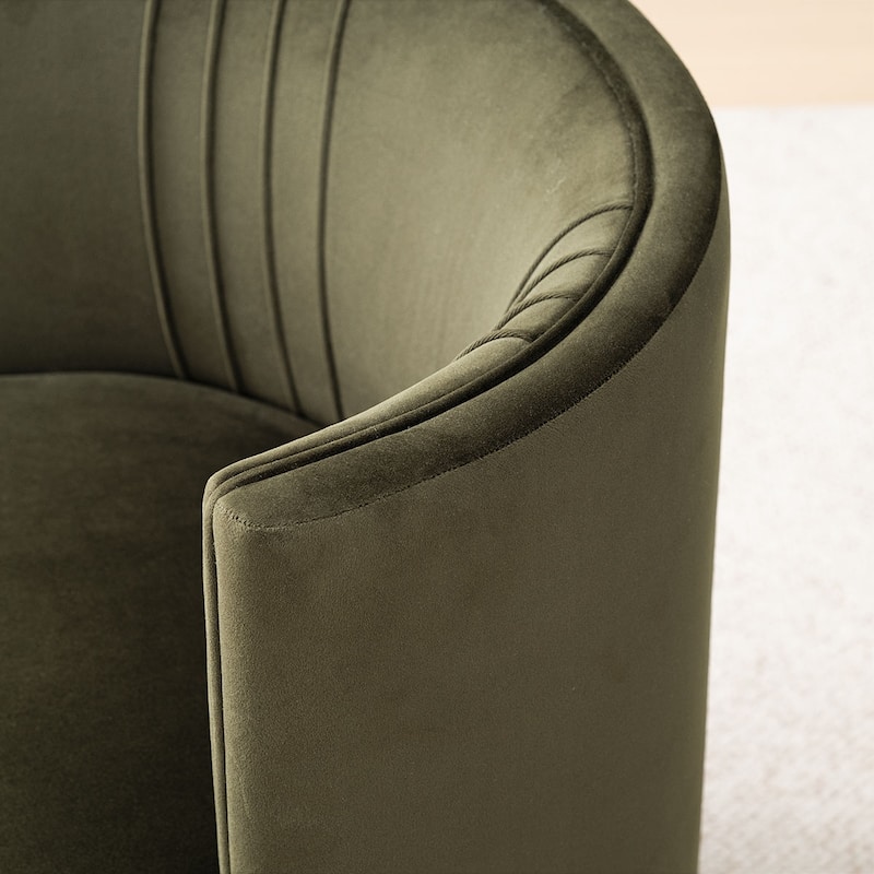 Velvet Swivel Dining Chairs with Rolling Casters, Upholstered Barrel Back Dining ArmChairs