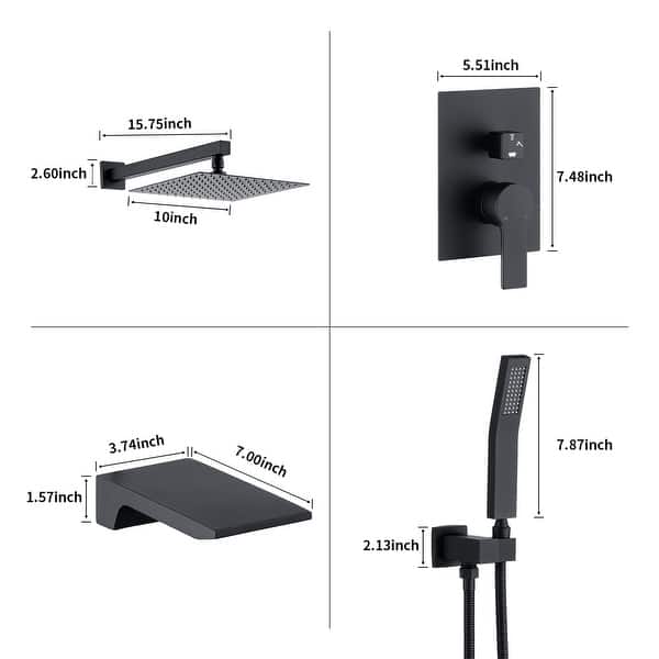 10 Inch Wall Mounted Rainfall Shower Head System Shower Faucet - Bed ...